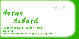 artur asboth business card