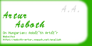 artur asboth business card